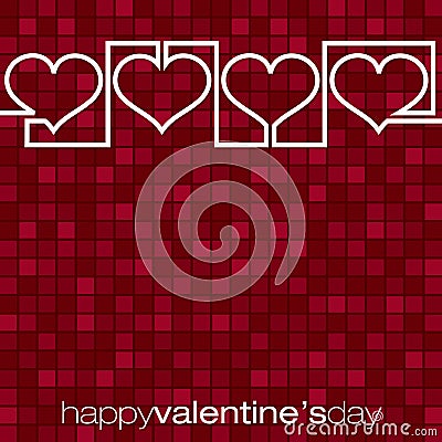 Continuous line heart Valentine's Day card Vector Illustration