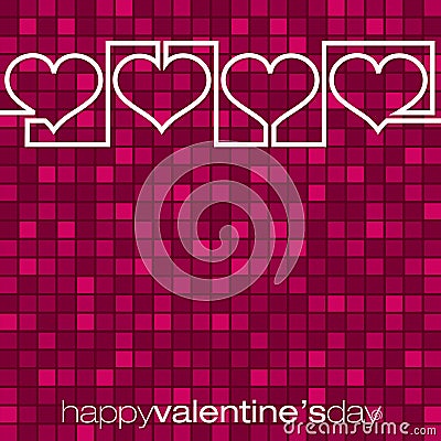 Continuous line heart Valentine's Day card Vector Illustration