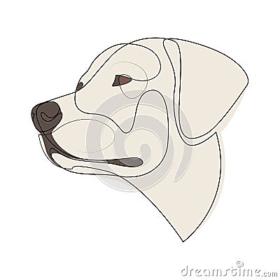 Continuous line Labrador Retriever. Single line minimal style Labrador dog vector illustration. Portrait Vector Illustration