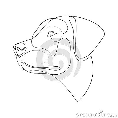 Continuous line Labrador Retriever. Single line minimal style Labrador dog vector illustration. Portrait Vector Illustration