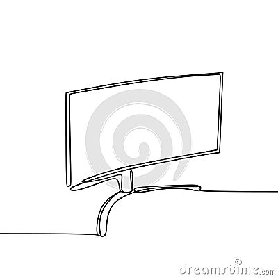 continuous line monitor for computer multimedia visual look minimalist object vector illustration Vector Illustration