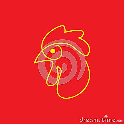 Continuous line rooster colorful logo design, vector graphic symbol icon illustration creative idea Vector Illustration