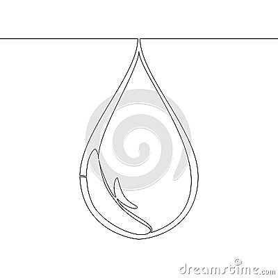 Continuous line Water drop single line vector Vector Illustration