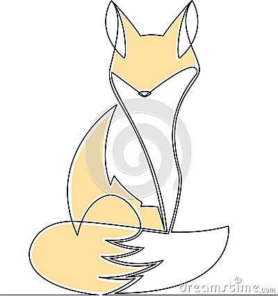 Continuous Line Wild Fox Vector Cartoon Illustration Vector Illustration