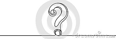 Continuous linear drawing of question mark. Question mark in one line style. Cartoon Illustration
