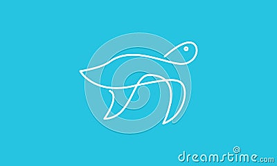 Continuous lines cute turtle logo symbol vector icon illustration graphic design Vector Illustration