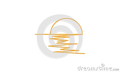 Continuous lines sunset with sea logo vector icon illustration design Vector Illustration
