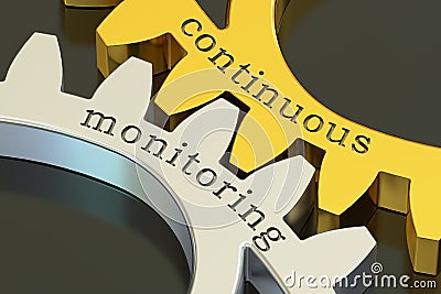 Continuous monitoring concept on the gearwheels, 3D rendering Stock Photo