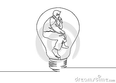 Continuous one drawn businessman manager Cartoon Illustration