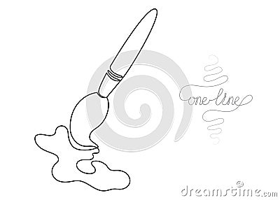 Continuous one line art drawing paint brush Vector Illustration