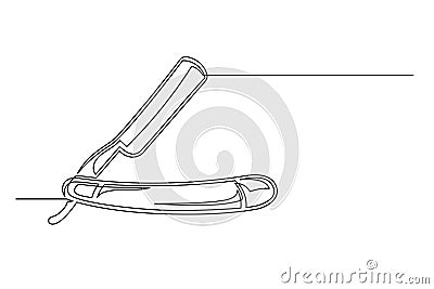 Continuous one line barber razor Vector Illustration