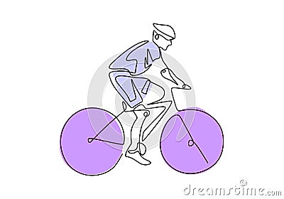 continuous one line bicycle athlete. hand drawn sketch drawing. Vector sport theme Vector Illustration