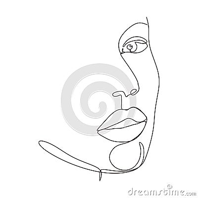 Continuous one line drawing of abstract face minimalism and simplicity vector illustration. Minimalist hand drawn sketch lineart Vector Illustration