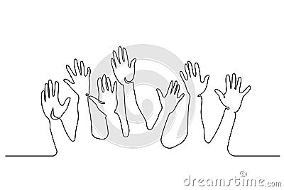 Abstract Hands Up Continuous one line drawing Vector Illustration