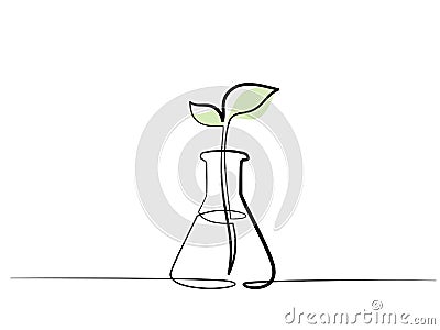 Chemical lab retort with sprout of plant Vector Illustration