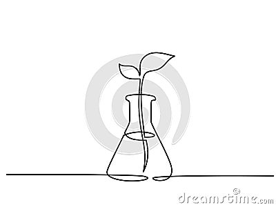 Chemical lab retort with sprout of plant Vector Illustration