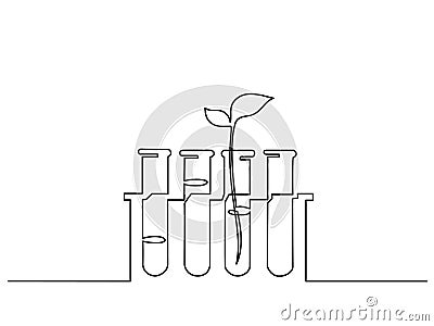 Chemical lab retorts with sprout of plant Vector Illustration