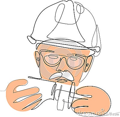close-up the industrial engineer wearing glasses Vector Illustration