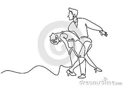 Continuous one line drawing of Dancing couple vector. Minimalism sketch hand drawn of man and girl dance with beautiful and Vector Illustration