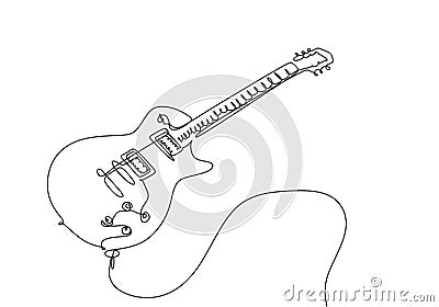 Continuous one line drawing of electric guitar music instrument vector symbol for rock and hardcore theme song Vector Illustration