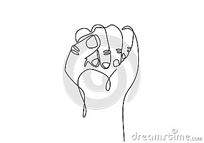 Continuous one line drawing of fist hand gesture. Arm sign and symbol of fight and freedom Vector Illustration