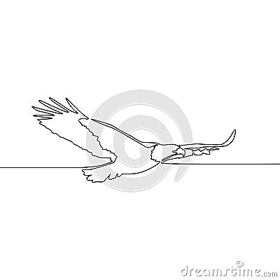 Continuous one line drawing Flying eagle. Vector illustration. Vector Illustration