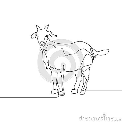 Continuous one line drawing Goat. Vector iluustration. Vector Illustration