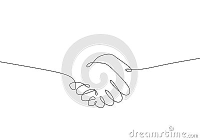 Continuous one line drawing of hand shake symbol Vector Illustration