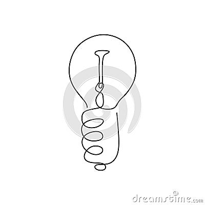 Continuous one line drawing light bulb symbol idea and creativity isolated on white background minimalism design Stock Photo