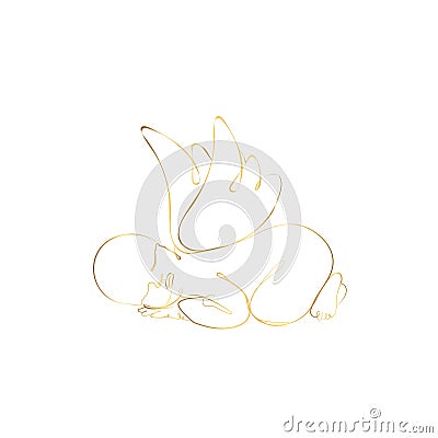 Continuous one line drawing of little baby angel Personalized Angel Baby Line Art Stock Photo