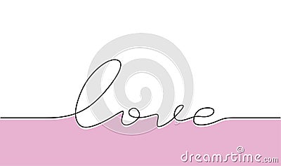 Continuous one line drawing of love typography lettering script font typographic lineart design. Simplicity concept of romantic Stock Photo