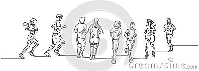 Continuous one line drawing of people running. Concept of sport theme Stock Photo