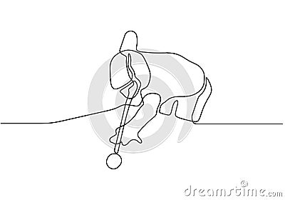 Continuous one line drawing of person playing billiard sport game Vector Illustration