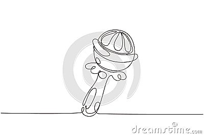 Continuous one line drawing rattle toy. Baby, infant plastic toy. Children education, growth and development concept. Baby rattle Vector Illustration