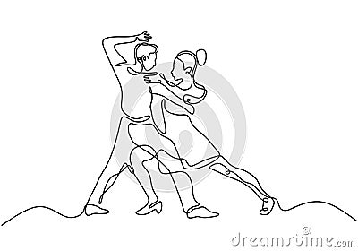 Continuous one line drawing of romantic tango dancing. couple dance of man and girl Stock Photo