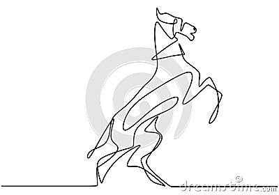 Continuous one line drawing Running horse. Elegant horse done in a minimal style. Horse on white isolated background. Vector Vector Illustration