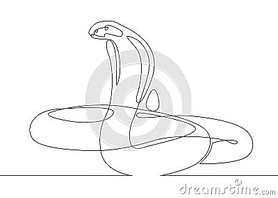 Continuous line drawing snake cobra Vector Illustration