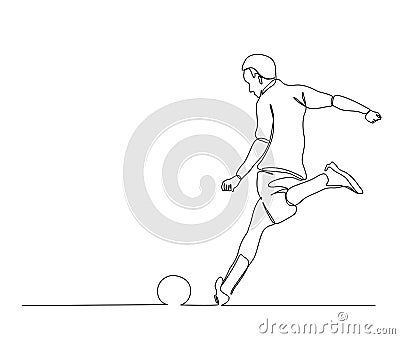 Continuous one line drawing of soccer player. Abstract football player simple line art vector design Vector Illustration