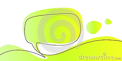 Continuous one line drawing of speech bubble on bright fresh green gradient abstract shape, Vector minimalist Vector Illustration