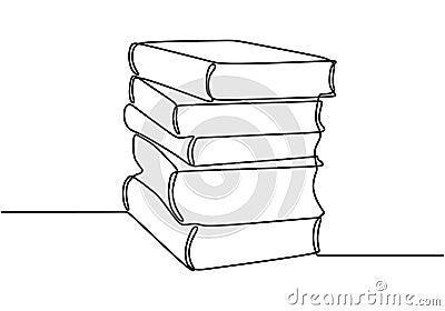 Continuous one line drawing stack of books. Vector illustration minimalist linear hand drawn Vector Illustration