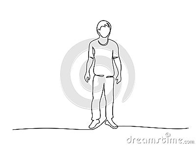 Continuous one line drawing. Standing man. Vector Vector Illustration