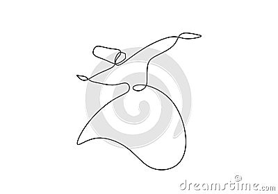 Continuous one line drawing of sufi dancer vector illustration. Traditional Sema dancing minimalist design Vector Illustration