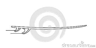 Continuous one line drawing of an surfboard Vector Illustration