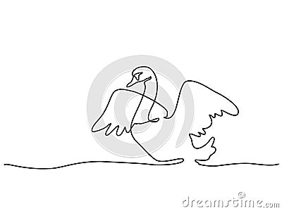 Continuous one line drawing. Swan logo Vector Illustration