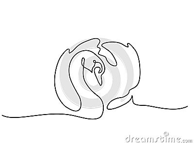 Continuous one line drawing. Swan logo Vector Illustration