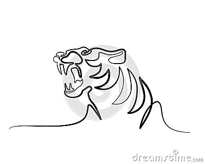 Continuous one line drawing Tiger symbol logo Vector Illustration