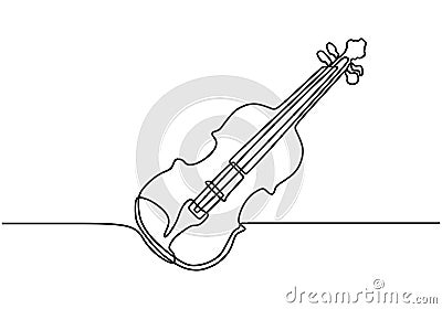 Continuous one line drawing. Violin music instrument. Vector illustration simplicity design Vector Illustration