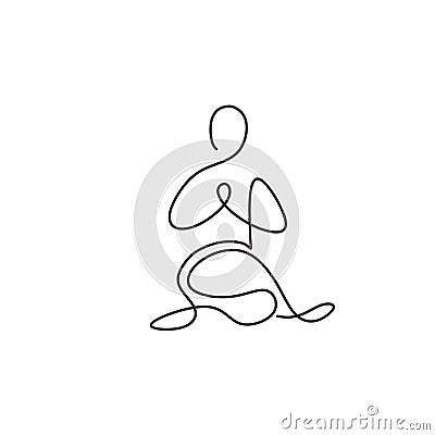 Continuous one line drawing yoga, abstract healthy life concept. Single hand drawn minimalism. Vector illustration simplicity Vector Illustration