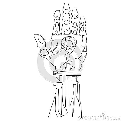 Continuous one line drawn Vector robot arm vector Vector Illustration