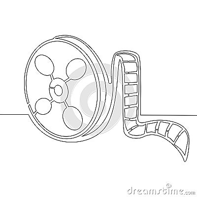 Continuous one line film tape vector concept Vector Illustration